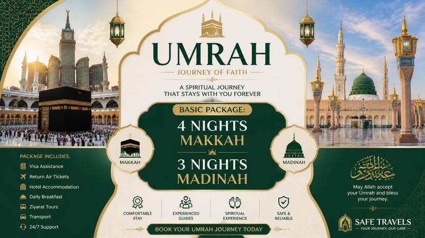 Umrah Basic Package 4 Nights Makkah 3 Nights Madinah